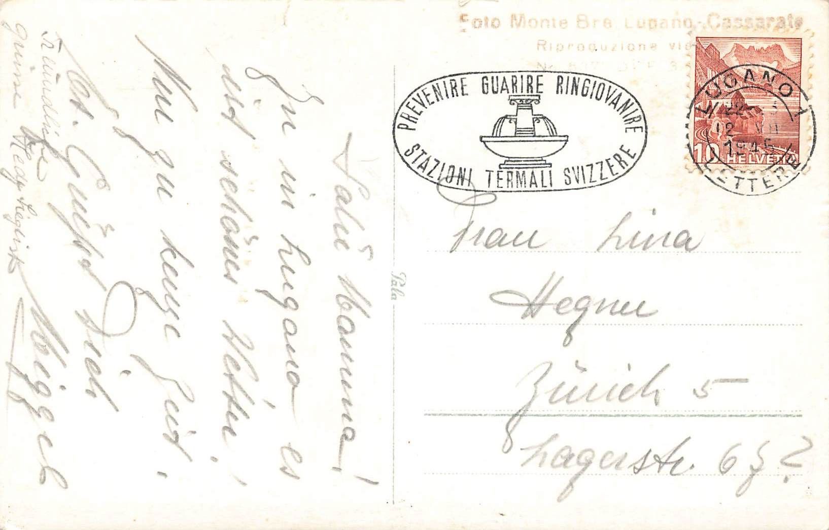 Cartoline postali: Cassarate monte bre – Usato da Biasca venduto da Blenio71 1