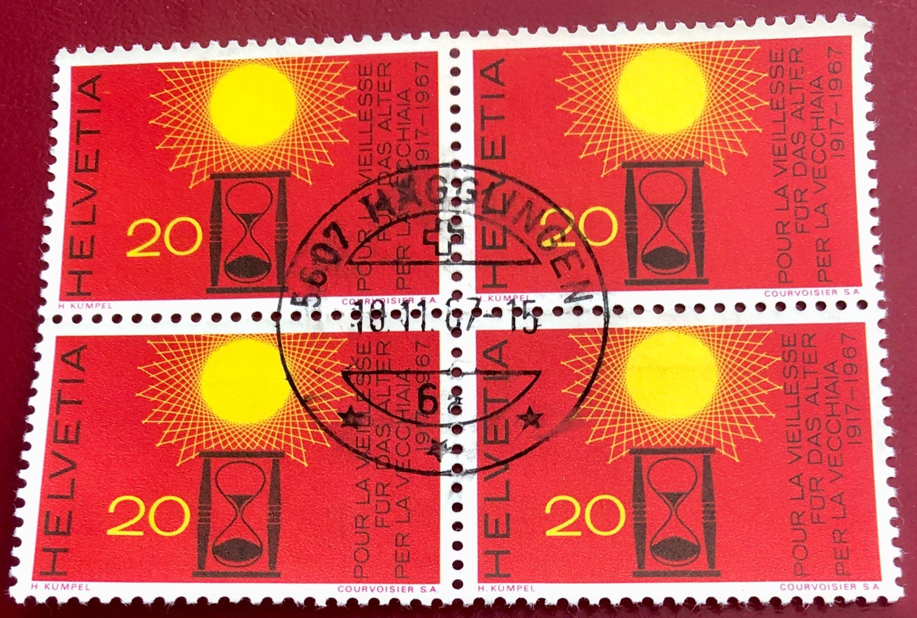 Alle Briefmarken: 4 er Block Nr.450 mit Stempel   – Gebraucht aus Aarau von Billa007