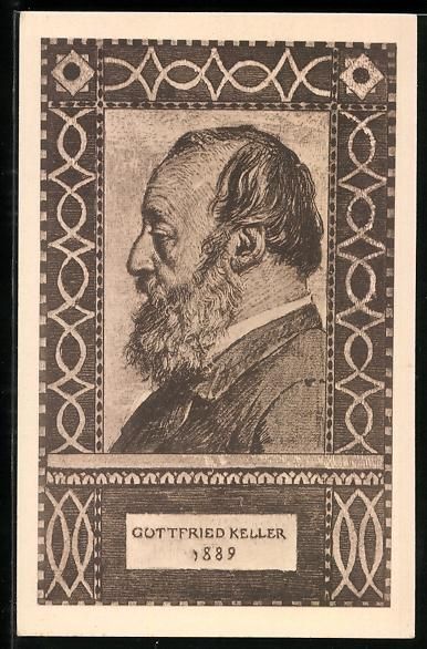 Cartoline postali: AK Dichter Gottfried Keller, 1889 – Usato da Berlin venduto da bartko-reher