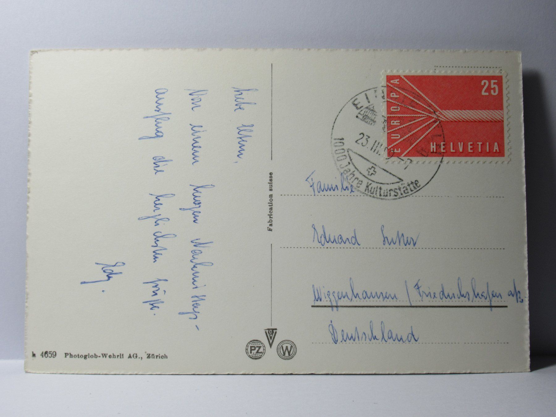Cartoline postali: Einsiedeln , Klosterplatz 1959 – Usato da Grenchen venduto da Bluemchen1900 1