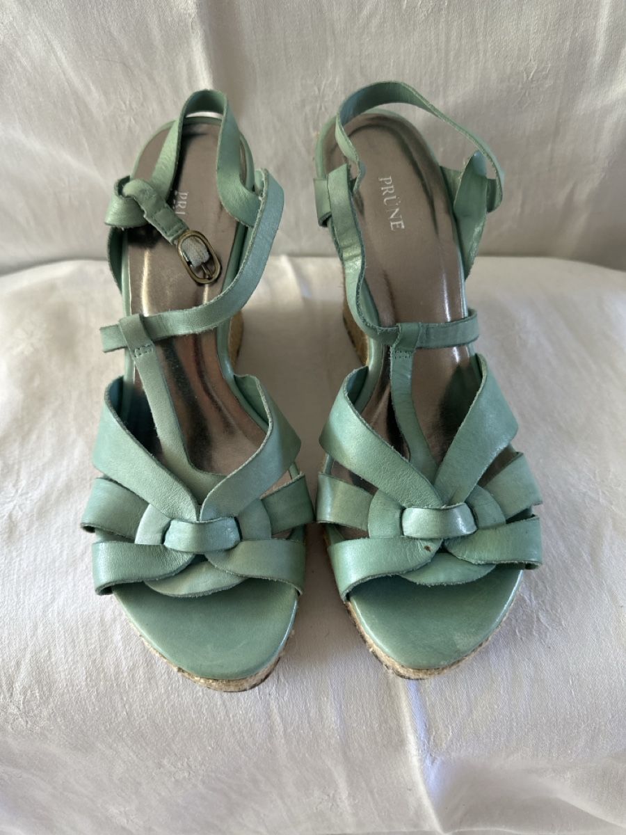 Scarpe da donna: Ledersandalen espadrillas Türkis nr. 38 – Usato da Stabio venduto da MAARINAA