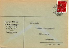Brief, Mechan. Näherei, F. Weisshaupt St.Gallen