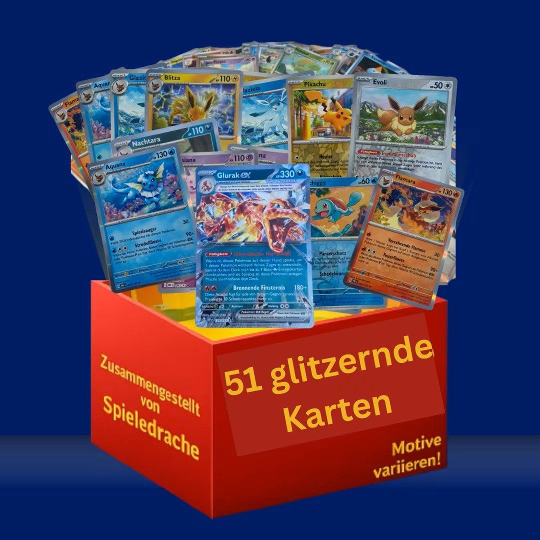 Pokémon Sammelbilder & Trading cards: 51 Glitzernde Pokemon Karten - Deutsch - Das Highlight – Neu und originalverpackt aus stans von Kapferdesign