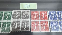 Briefmarken 4x  4er Blöcke CH Landesausstellung 1939 Franzö.