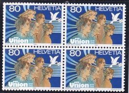 Postfrisch 4er Block 100Jahre PTT 1991