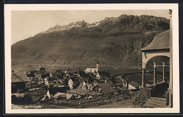 Cartoline postali: AK Andermatt, Teilansicht mit Pavillon – Usato da Berlin venduto da bartko-reher