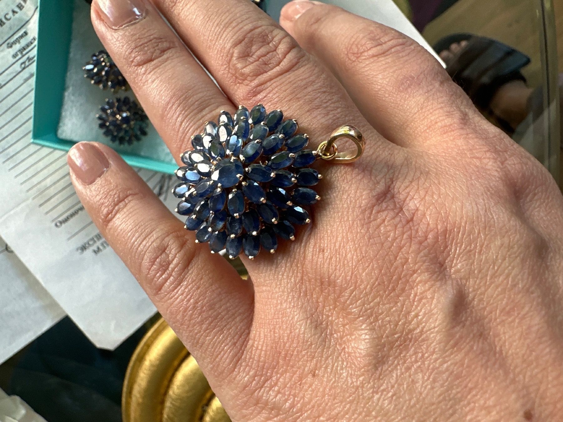 Ciondoli: Blue Sapphire vintage pendant – Usato da Genève venduto da val_rp9x 7