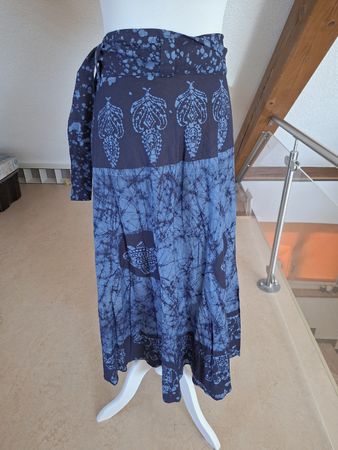 Wickelrock, blau batik Elefant, Gr. 38, Sommerrock, Nepal
