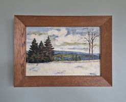 Joli tableau ancien "paysage enneigé " signé huile sur toile