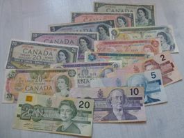 Canada ++ 14 Stück alte Banknoten ab 1954