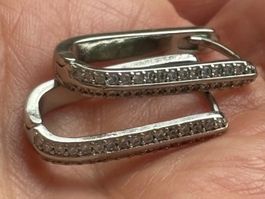 Luxus Elegante Creolen Edelstahl Ohrstecker Farbe Silber