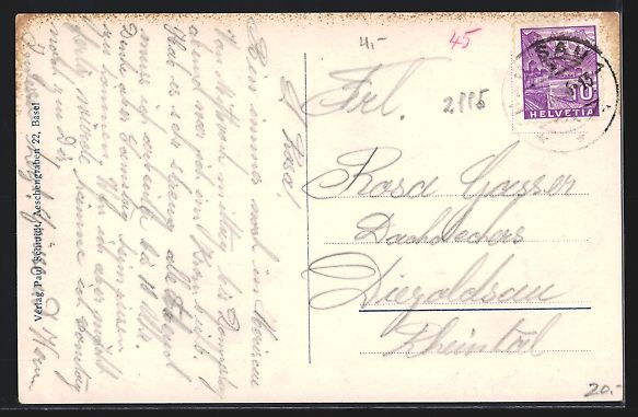 Cartoline postali: AK Herisau, Gesamtansicht, 1915 – Usato da Berlin venduto da bartko-reher 1