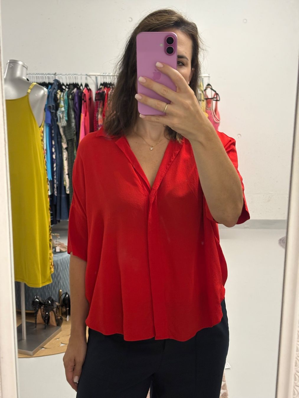Etro Camicette: Etro oversize Seidenbluse rot Gr. 34-40 Kurzarm – Usato da Regensdorf venduto da secondchancefashion