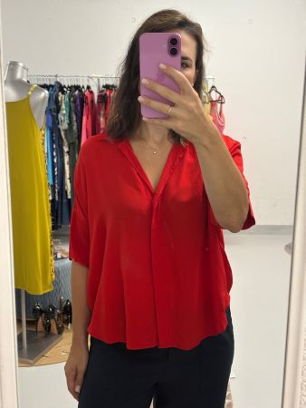 Etro oversize Seidenbluse rot Gr. 34-40 Kurzarm