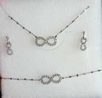 Collier+boucle d’oreilles + bracelet infini argent 925