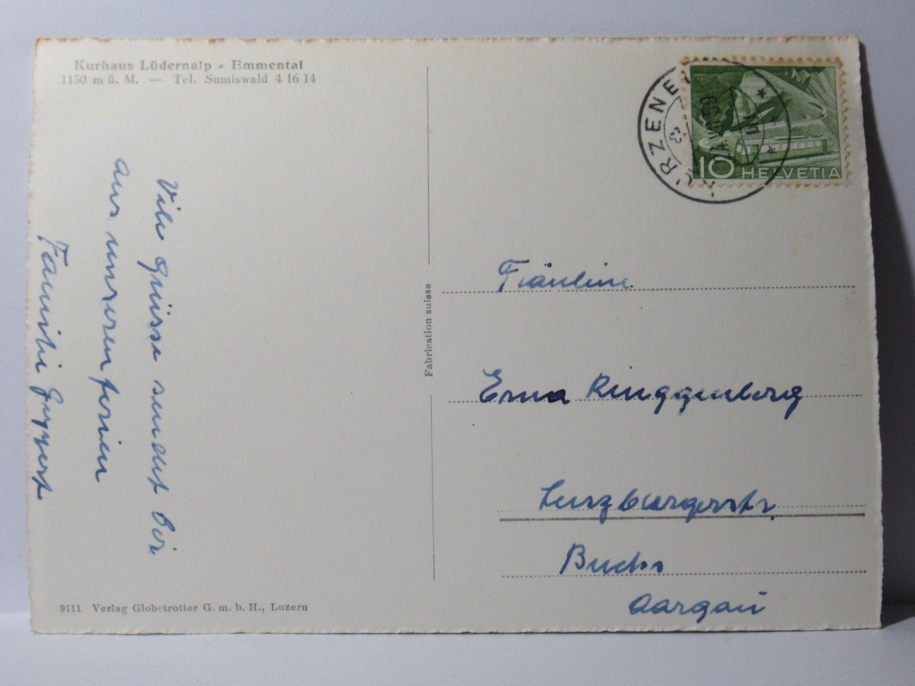 Ansichtskarten: Kurhaus Lüdernalp i. E.  1950 – Gebraucht aus Grenchen von Bluemchen1900 1