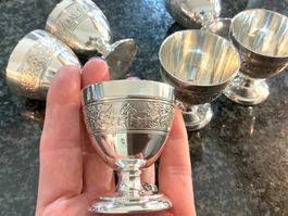 CHRISTOFLE FRANCE JUGENDSTIL 6 EIERBECHER MASSIV VERSILBERT