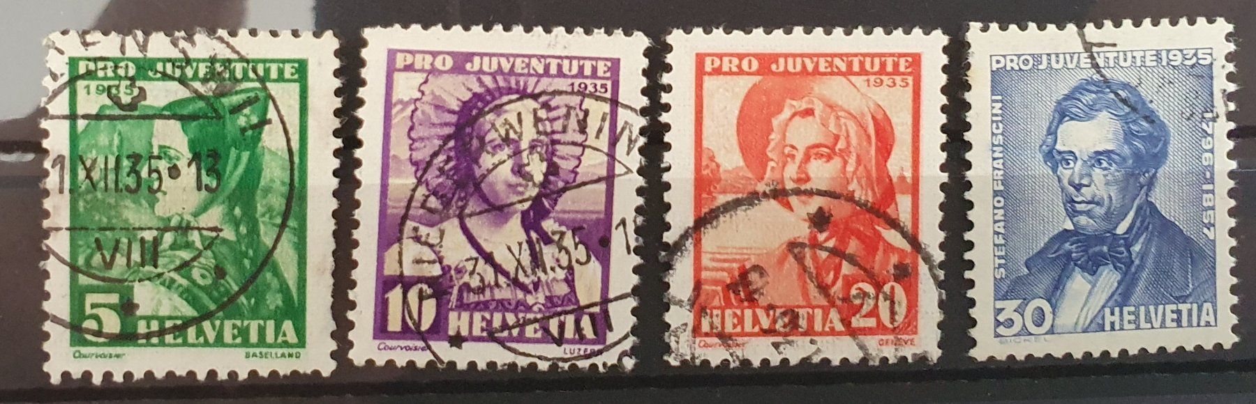 Tutti i francobolli: J73 - J76 Pro Juventute 1935 – Usato da Balgach venduto da SIMEON27