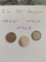 3x 50 Rappen silber 1910, 31, 67