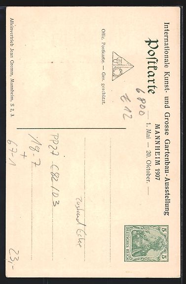 Cancelleria postale: Mannheim, Int. Kunst- und Gartenbauausst – Usato da Berlin venduto da bartko-reher 1