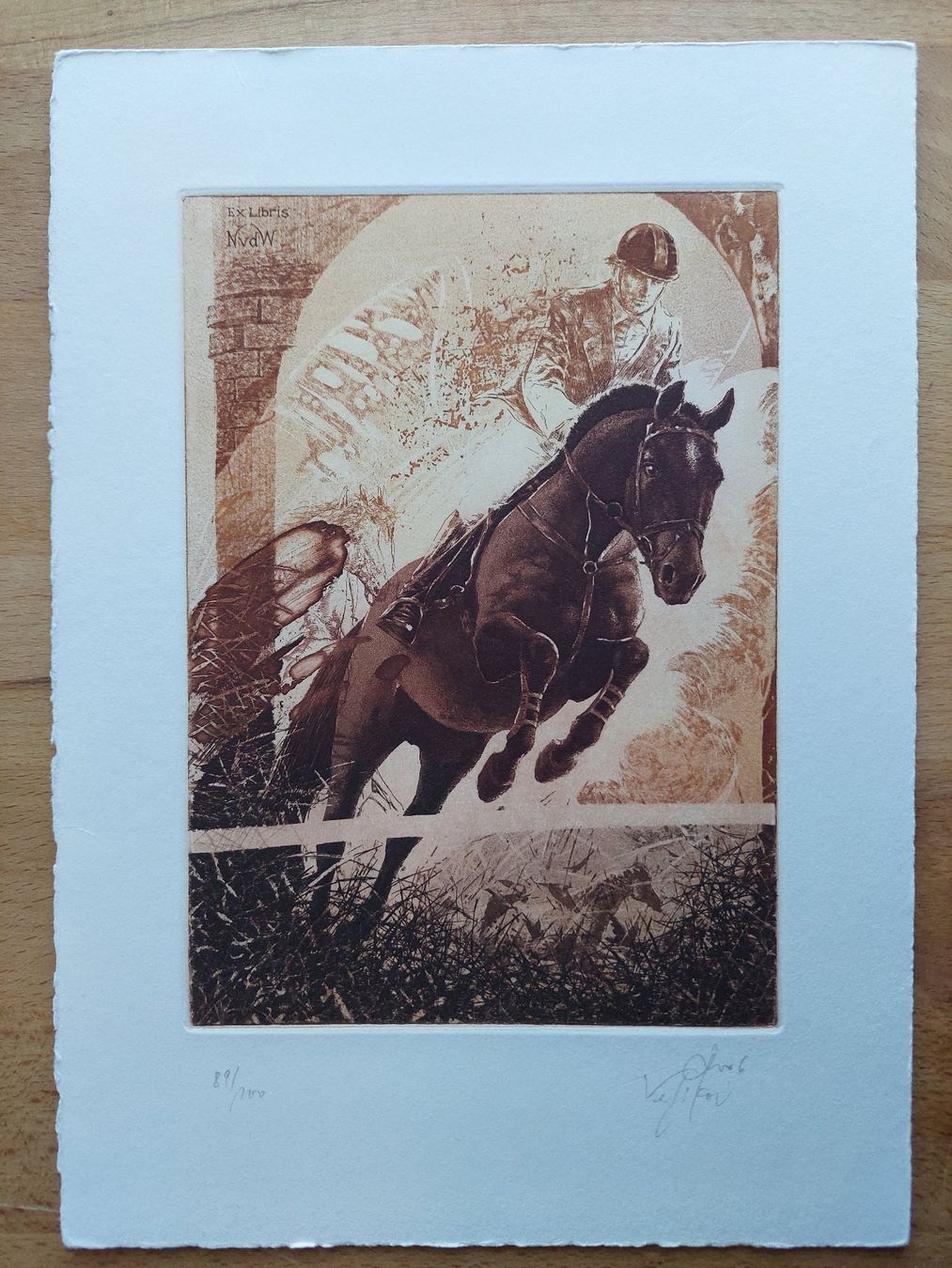 Gemälde: Peter Velikov - Original Farbradierung Pferd Springreiten – Gebraucht aus Obfelden von Exlibris-Art 1
