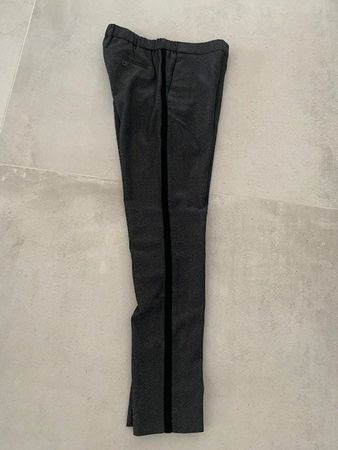 Pantalon en laine gris ligne latéral velours noir (Hartford)
