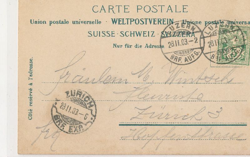 Cartoline postali: Gersau - vom See Litho + 1903 – Usato da Emmenbrücke venduto da teestube 1