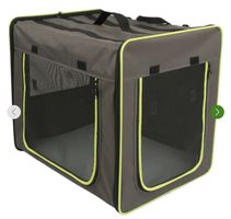 Hundetransportbox faltbar grau grün Top Zustand 