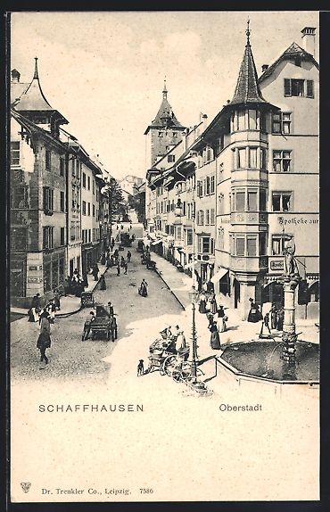 Cartoline postali: Schaffhausen, Strassenpartie in Oberstad – Usato da Berlin venduto da bartko-reher