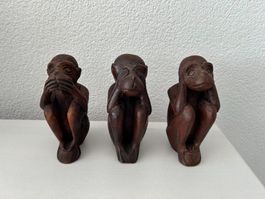 Holzfiguren Affen "Nichts sehen, hören, sagen", Deko