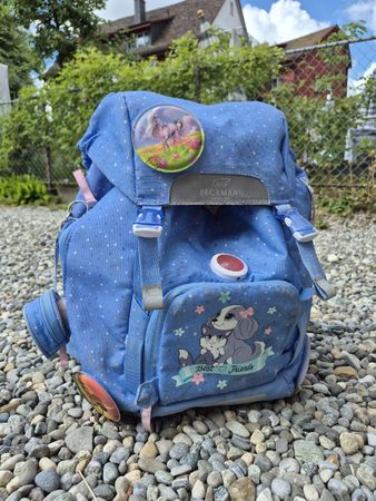 Beckmann Kinder Rucksack für Schule blau mit Punkten