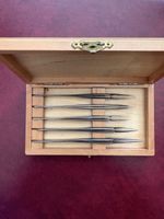 Lot de 5 brucelles d'horloger suisses (Rubis, Calac) + Boîte