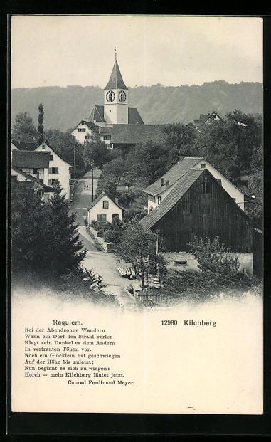 Cartoline postali: Kilchberg, Teilansicht mit Kirche, Gedic – Usato da Berlin venduto da bartko-reher