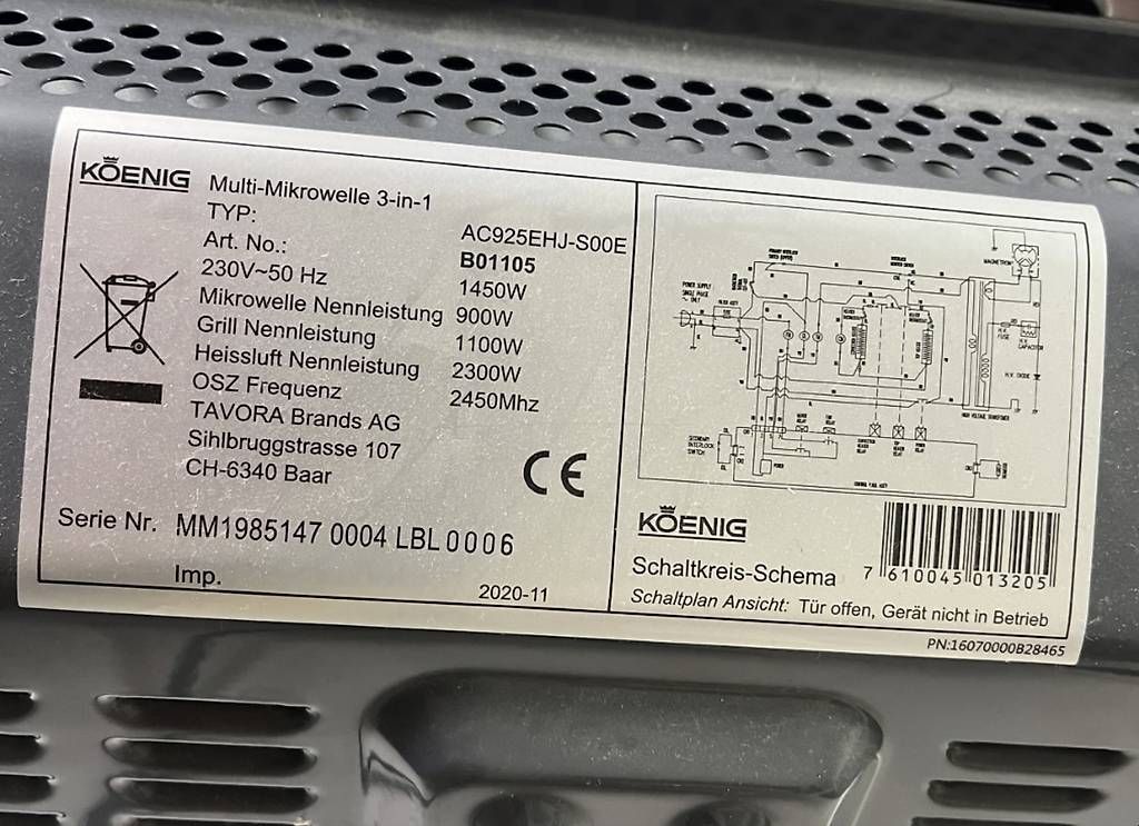 Elettrodomestici da cucina: KOENIG Mikrowelle 3in1 – Usato da Luzern venduto da didi_k05 2