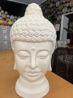 Buddha Kopf, weiss, ca. 39 cm hoch, Deko für Innen/Aussen