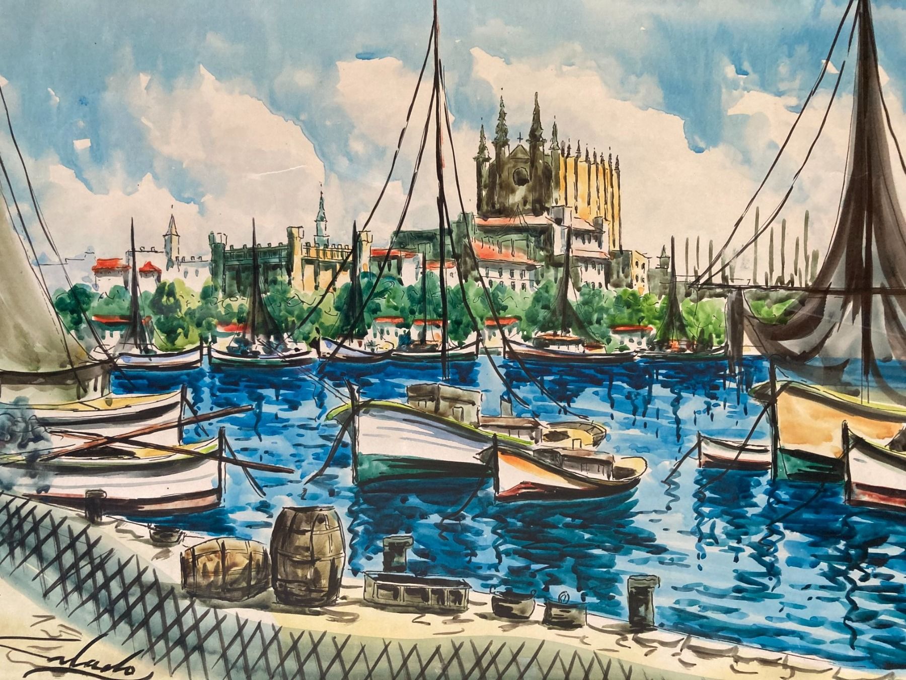 Dipinti: Gemälde Aquarell signiert – Usato da Subingen venduto da Etageren 2