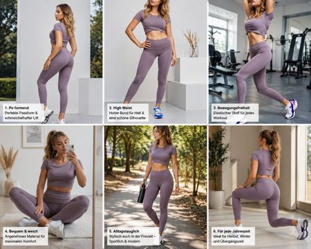 Damen Fitness Set L M Bequem Elastisch sport nr 44 Flieder