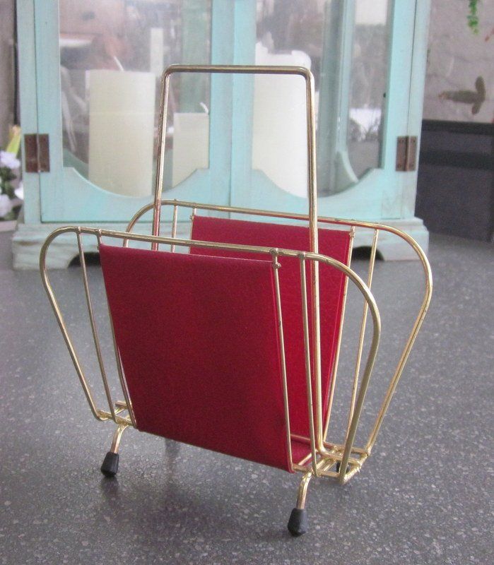 Altro in Stoviglie & Bicchieri: Mid Century Serviettenhalter Briefhalter, Messing, Leder rot – Usato da Bischofszell venduto da raika