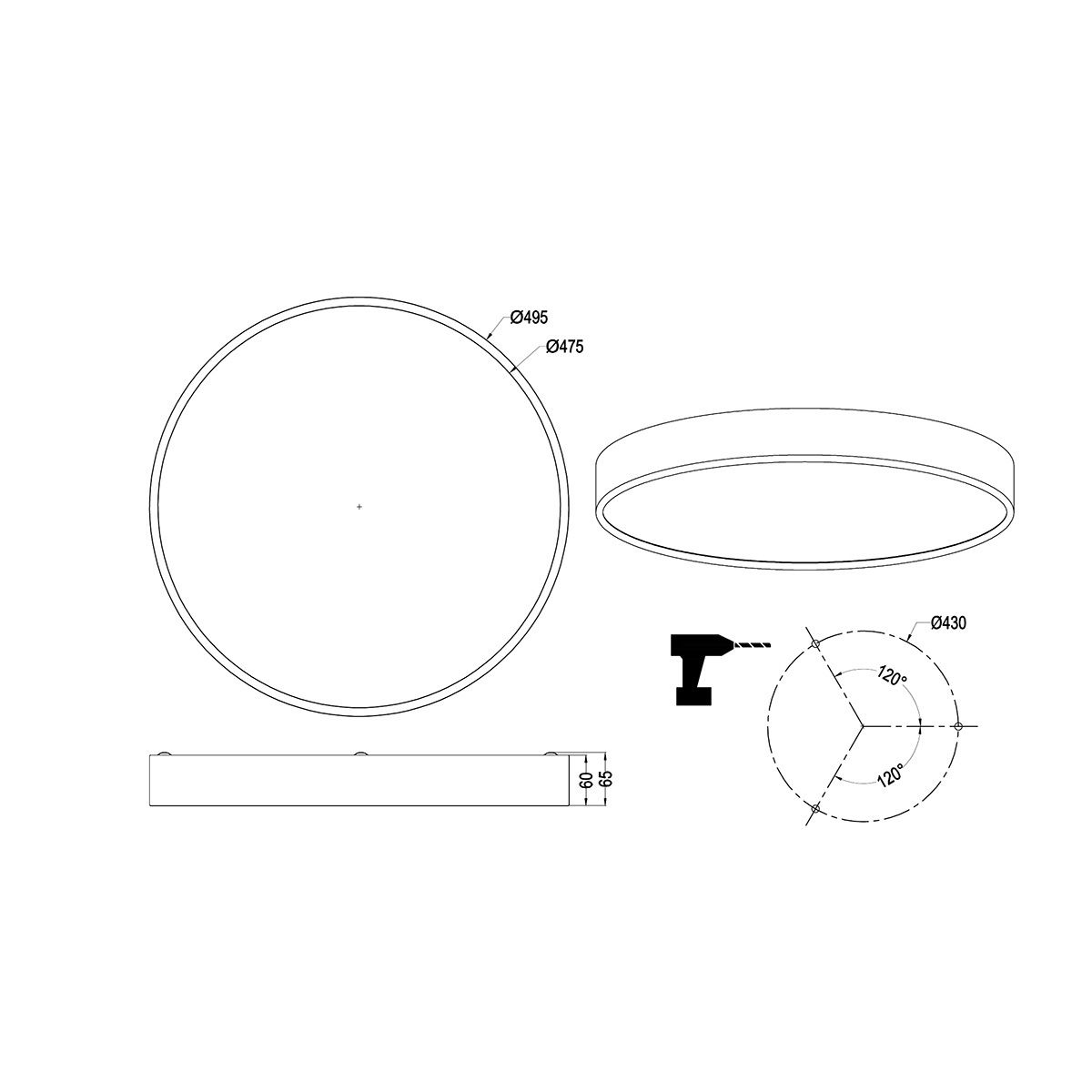 Lampadari & plafoniere: LED Deckenleuchte, Metall, Rund, 49 cm Ø – Nuovo (secondo la descrizione) da Kreuzlingen venduto da Smart-Light 4