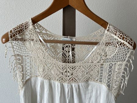 Kleid Boho weiss Häkel-Details Grösse M 38 40 neu