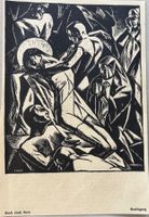 Ernst Linck, Bern - Holzschnitt, Grablegung, 1920