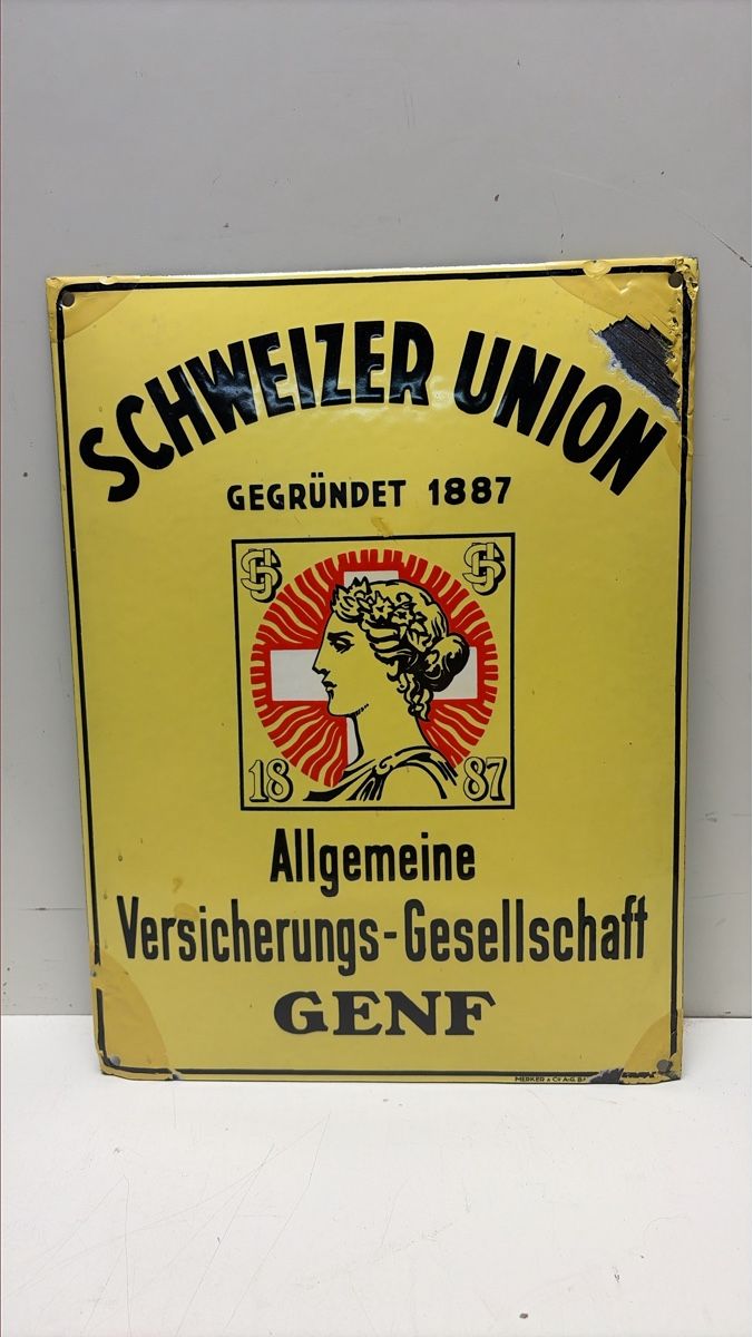 Schilder: Schild Schweizer Union Versicherungs-Gesellschaft Genf – Gebraucht aus Künten von Schnaepplihuus