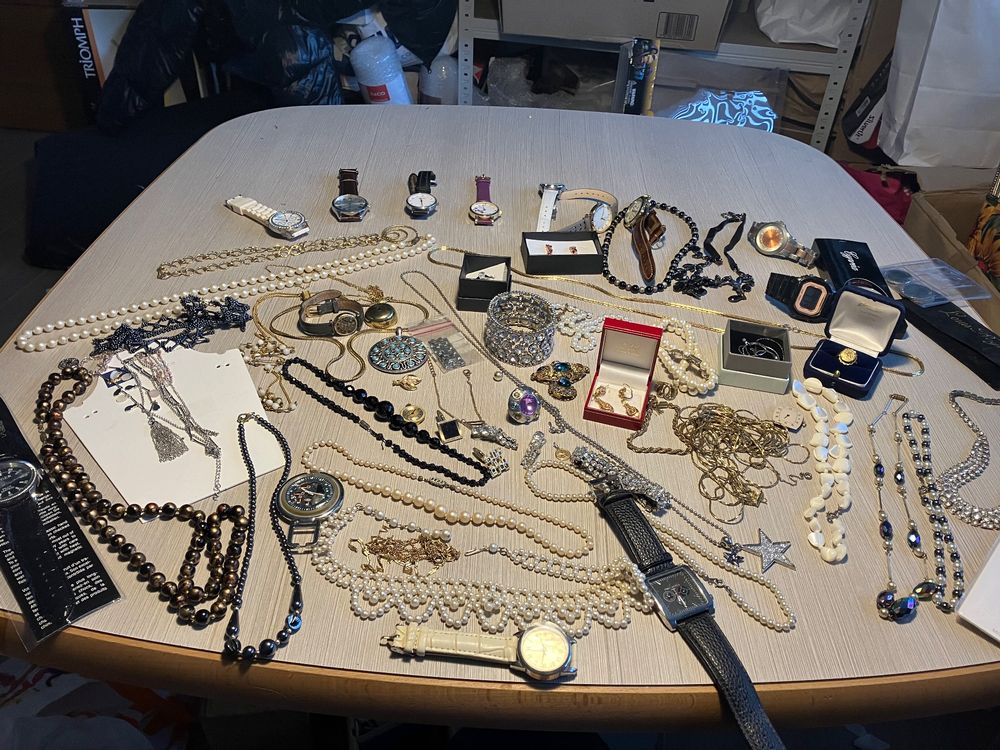 Lot De Bijoux Fantaisie Vintage – Jaune – Verre Et Alliage