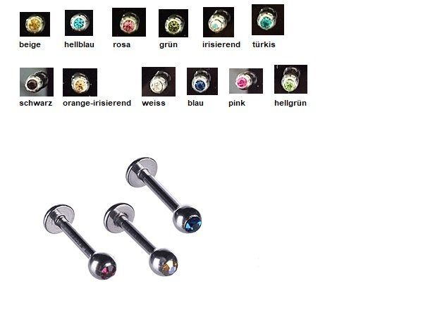 Gioielli per piercing: 1 Piercing Lippe/Gesicht Chirurgenstahl mit Schmuckstein – Nuovo e nell'imballaggio originale da Illnau venduto da Demoniac
