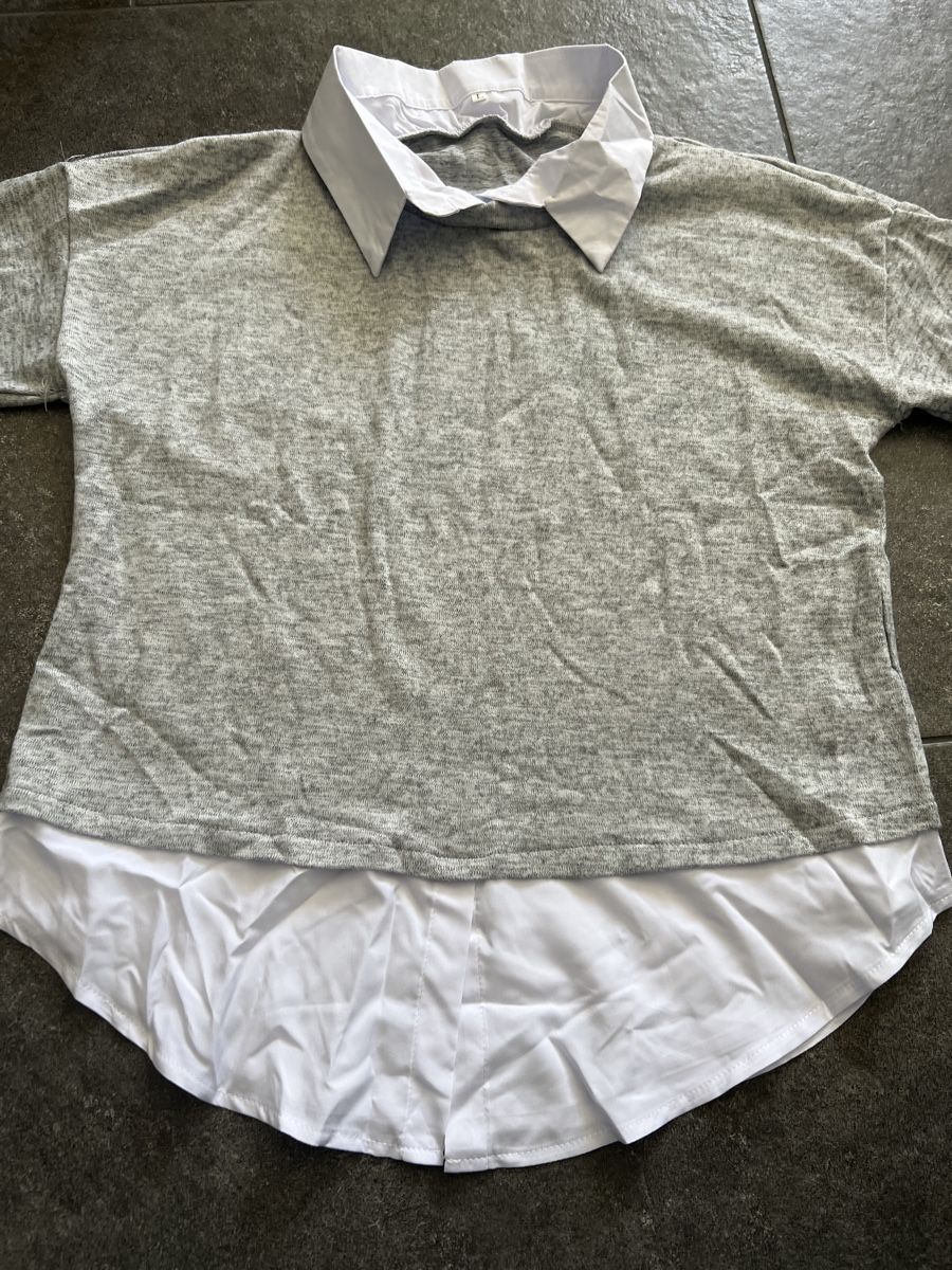Pullover & Sweatshirts: Pullover mit Kragen Grösse L grau Melange neu – Neu und originalverpackt aus Hölstein von SelcCe 1