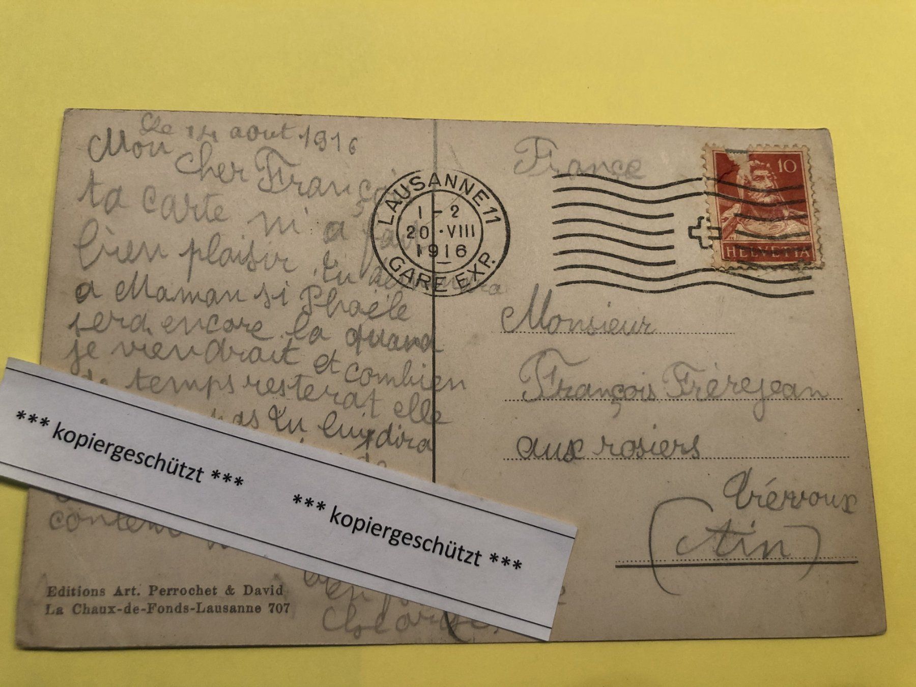 Cartoline postali: Lac Léman et Dents du Midi, AK alt 20.8.1916 – Usato da Hefenhofen venduto da Bierinder 1