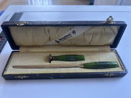 Brieföffner und Siegelset grün mit Etui im Set vintage(I35)