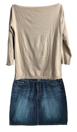Jeans Rock und 3/4 Ärmel Oberteil, L, EDC + Benetton