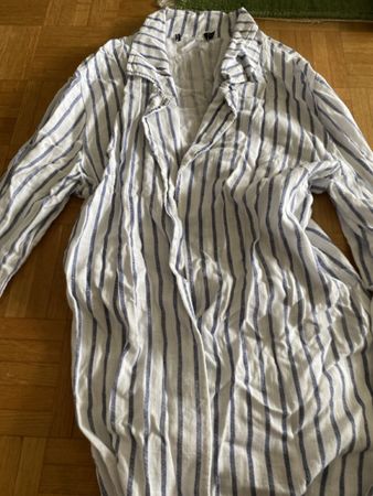 Damen Bluse gestreift weiss blau langarm guter Zustand