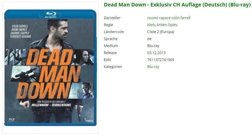 Tutti i DVDs: Dead Man Down - (Blu-ray) – Usato da Buchrain venduto da Sssschaller